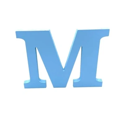 Image of Blue Wooden MDF Letter M Size 13cm Tall Free Standing Letters for Arts &amp; Crafts Personalized Name Decor
