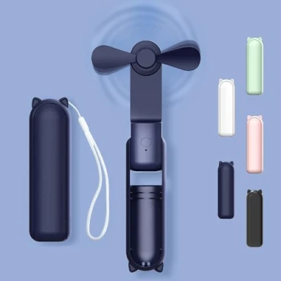 Image of DSLIHA Mini Handheld Fan, Portable Travel Hand Fan Foldable Small Pocket Rechargeable USB, Personal Desk With Power Bank, Quiet Pockets for Women Men