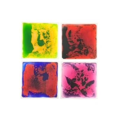 Image of Liquid Sensory Square Floor Tiles Set of 4 50x50cm, Stimulating Touch, Sight, and Imagination