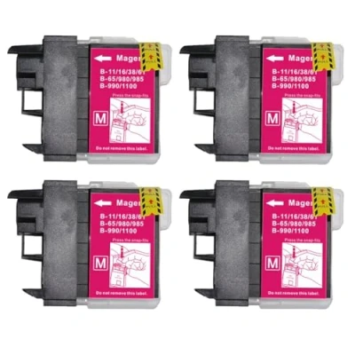 Image of Go Inks 4 Magenta Ink Cartridges to replace Brother LC980M &amp; LC1100M Compatible/non OEM for DCP MFC Printers