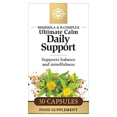Image of Solgar Ultimate Calm Daily Support Pack of 30 with B Complex and Rhodiola Extract Supports Psychological Wellbeing Energy Production Vegan