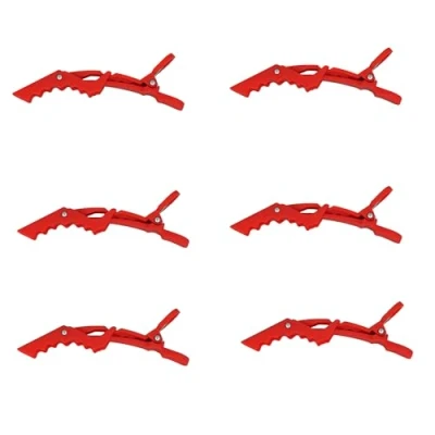 Image of Eson Hair Clips 6pcs, Professional Crocodile for Styling Non Slip No Trace Hairdressing Clips, Alligator Sectioning Salon &amp; Home Cutting (Red)