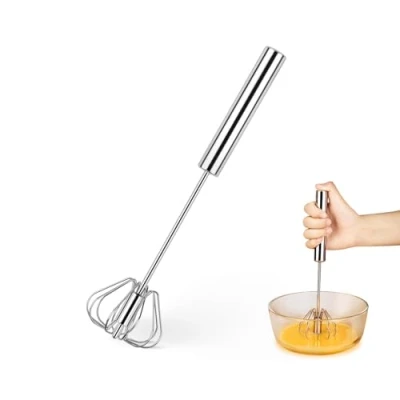 Image of Stainless Steel Semi Automatic Egg Whisk Hand Push Rotary Mixer Stirrer for Blending, Whisking, Beating &amp; Stirring