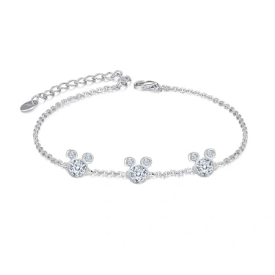 Image of MixiuEuro Women Girls Micky Bracelets, 925 Sterling Silver Cubic Zirconia Mouse Bracelets Jewellery Gift For Child