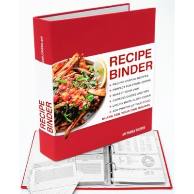 Image of SUCK UK My Family Recipe Binder Book Ring Holder Foodie Kitchen Tools &amp; Gadgets Hardback for own Recipes Create Your Journal Folder Baking Gifts