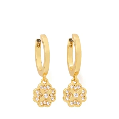 Image of Kate Spade New York Huggie Drop Earrings, Clear/Gold
