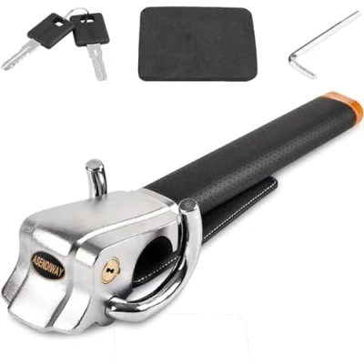 Image of ASENDIWAY Steering Wheel Lock Universal Anti Theft Device Heavy Duty Security Car for Vehicle Auto Truck SUV Van with 2 Keys Black