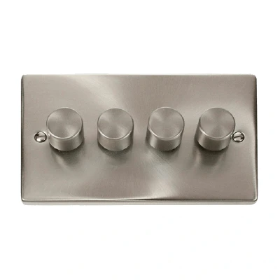 Image of Click Deco 4 Gang 2 Way 100W LED Dimmer Switch Satin Chrome