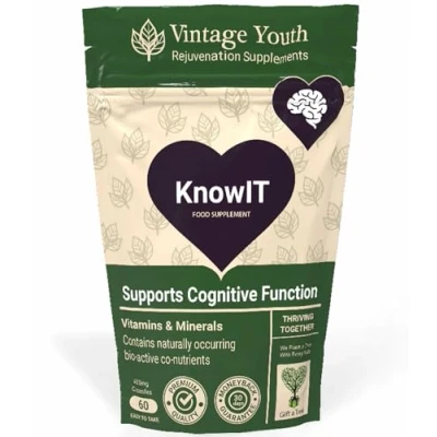 Image of KnowIT Brain Supplement Memory Loss Enhancer Cognitive Function Control Powerful Support Mental Performance Mind Focus Capsules UK Made.