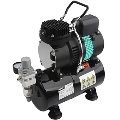 Image of Airgoo Luxury Aibrush Compressor AG 326 with two cooling fans, regulator, moisture trap for hobby, food decoration, tattoo, graphic and so on