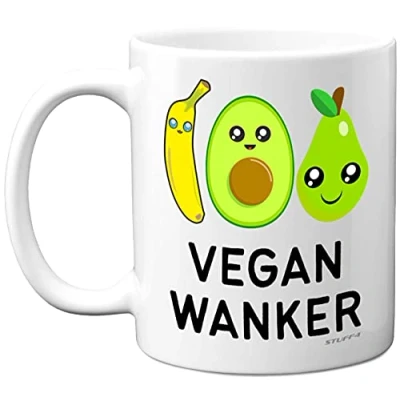Image of Stuff4 Funny Vegan Mug W**ker Gifts for Men Women Him Her, Vegans, Rude Friends, Tea Coffee Cup, 11oz Ceramic Dishwasher Microwave Safe Mugs
