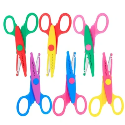Image of UCEC 6 Pieces Craft Scissors Decorative Edge, Childrens Scissors, Kids for Crafting, Zig Zag and Pinking Shears Creative Great Crafts, Scrapbooking, Design