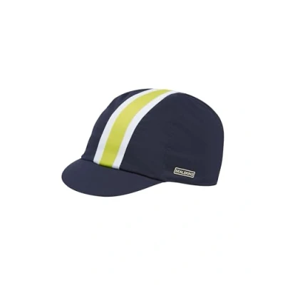 Image of SEALSKINZ Syderstone Waterproof All Weather Stripe Cycle Cap for Cyclists Fits Under Helmet Built in Sweatband Navy/Green
