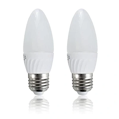 Image of MiniSun Pack of 2 Thermal Plastic 4w High Power LED ES E27 40w Replacement Frosted Opal Candle Bulbs 3000K Warm White