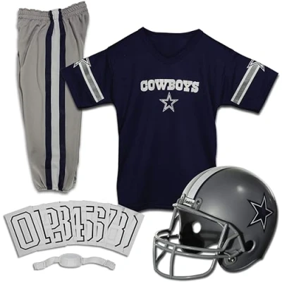 Image of Franklin Sports NFL Kids Football Uniform Set Youth Costume for Boys &amp; Girls Includes Helmet, Jersey Pants with Chinstrap + Numbers