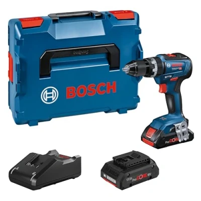 Image of Bosch GSB 18V 55 Professional Cordless Hammer Drill with 2X 4.0 Ah ProCore Batteries, 18 Volt System, Masonry Diameter 10 mm, in L Boxx