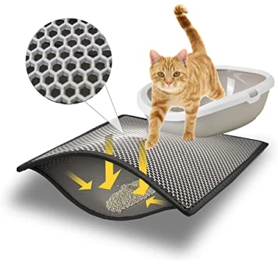 Image of Bypet Cat Litter Mat, 33x50cm, Pad, Honeycomb Design, Litter, Waterproof, Double Layer Mat (Gray3350)