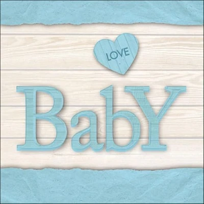 Image of 20 Napkins Baby on Wood Blue Birth Shower Christening Table Decoration Decoupage Napkin Technology 33 x cm