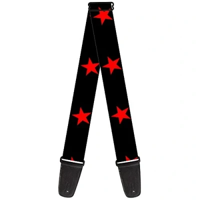 Image of Buckle Down GS W21905 Guitar Strap Star Black/Red 2&quot; Wide 29 54&quot; Length