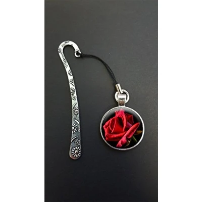 Image of Rose Pendant On a Silver Coloured Design Bookmark Ideal Birthday Gift N76