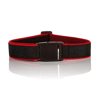 Image of Olata Children’s Elasticated Belt with Plastic Clip Buckle (5 15 Years). Black/Red