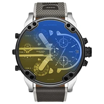Image of Diesel Watch for Men Mr. Daddy 2.0, Quartz Chronograph Movement, 57 mm Silver Stainless Steel Case with a Strap, DZ7429