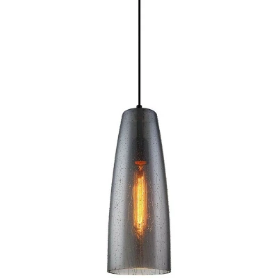 Image of Italux Lighting Modern Hanging Pendant Black 1 Light with Smoky Shade, E27