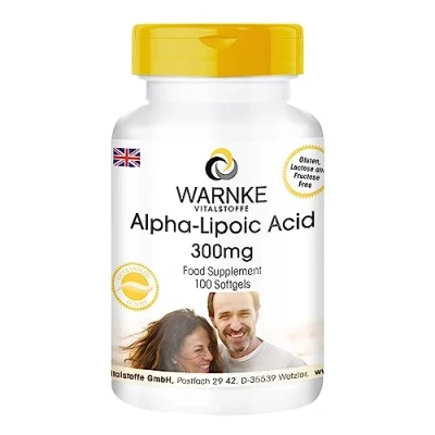 Image of Alpha Lipoic Acid 100 softgels for Days, Sulfur containing Fatty Warnke Vitalstoffe German Pharmacy Quality