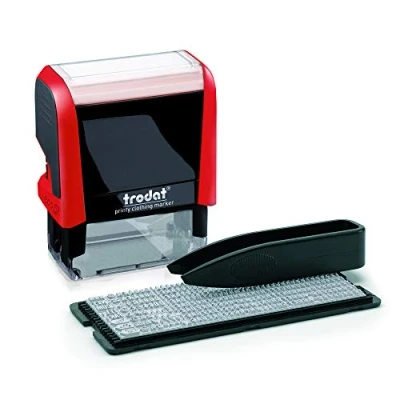 Image of Trodat Textile Stamp for Setting Yourself Printy 4911 Black Print, 3 Lines of Text 51 49611 24 x 15 2 cm