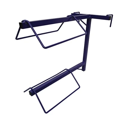 Image of Secure Fix Direct Double Hanging Saddle Rack (Horse Portable 2 Tier Stand Tack Holder Equestrian Stalls Metal Purple)