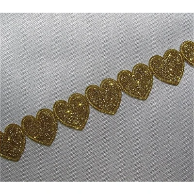 Image of Glitter Gold Heart Trim By The Metre