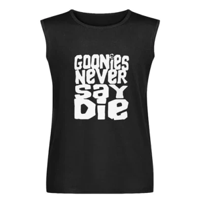 Image of Men&#039;s Goonies Never Say Die 80S Cult Kids Movie Tshirt Sleeveless T Shirt Vest Black M