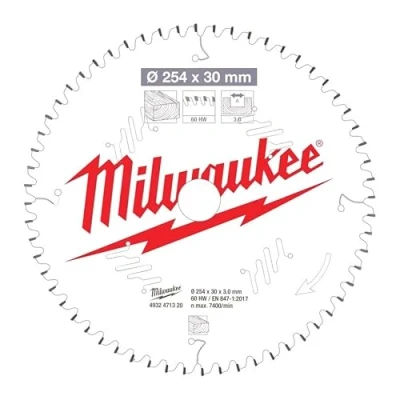 Image of Milwaukee 4932471320 Circular Saw Blade for Mitre Saws 60 Teeth 3 x 254 mm
