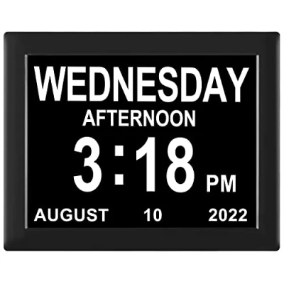 Image of TSITSC Digital Calendar Clock Date and Time Day of The Week 8 Alarm Options + Auto Dimming for Seniors Dementia Elderly Patients(8 Inch, Black)