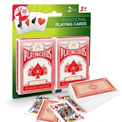 Image of 2pk Red Deer Toys Plastic Playing Cards Professional Poker Deck of Classic for Adults Pack Standard Card Decks Play