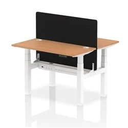 Image of Air B2B 1200x600mm Adjustable 2P Bench Desk CP Oak/White + Screen