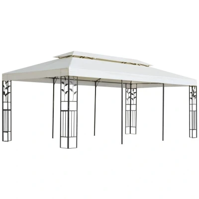 Image of vidaXL Gazebo with Double Roof White 6x3 m Steel