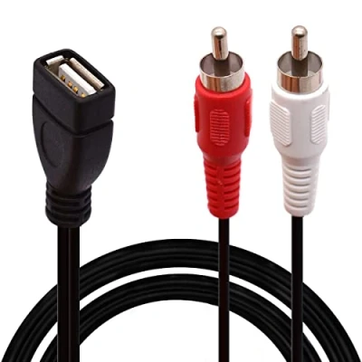 Image of USB to RCA Cable, A 2.0 Female 2 Male Jack Y Splitter Audio Video AV Composite Adapter Cable (1.5 Meter)