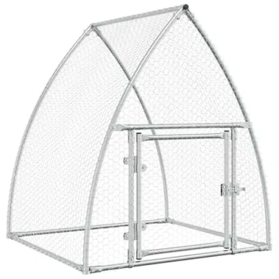 Image of vidaXL Chicken Coop Galvanized Steel Poultry Cage with Waterproof Roof, Secure Door Latch, Spacious Walk in Pen for Chickens, Ducks, 100x105x120 cm