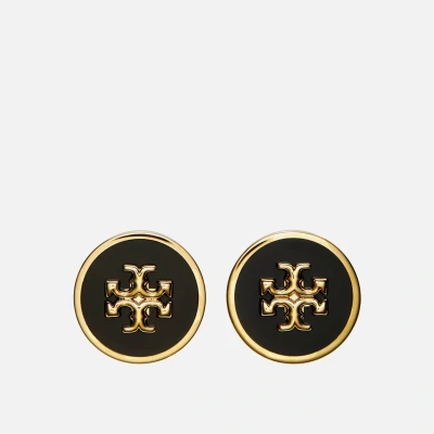 Image of Tory Burch KIRA Circle STUD Earring Earrings goldcoloured/black, Women&#039;s, Size: One Size, gold coloured/black