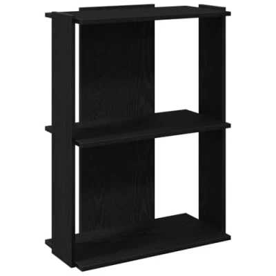 Image of vidaXL 3 Tier Bookcase Black Engineered Wood Shelf for Living Room/Office 60x30x80cm