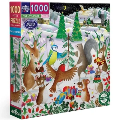 Image of eeBoo Piece &amp; Love: The Little Tree 1000 Puzzle Adult Square Jigsaw, 23x23, Includes Image Reference Insert, Glossy Pieces