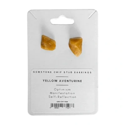 Image of Gemstone Chip Stud Earrings, 1x1cm, Yellow Aventurine