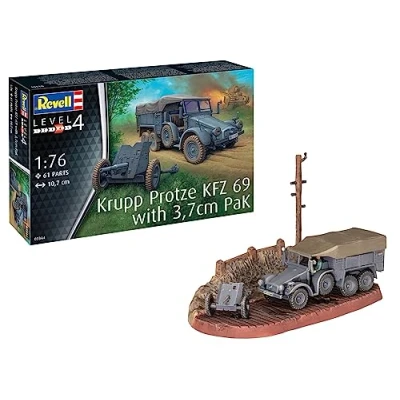 Image of Revell 03344 Krupp Protze KFZ 69 with 3,7cm Pak 1:76 Scale Model Kit, Multicoloured