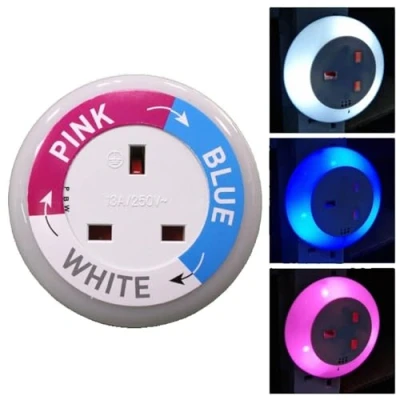 Image of Mr. Gadget&#039;s Solutions Multi Colour Automatic On/Off Sensor Auto LED Night Light Dusk Till Dawn Socket UK Plug