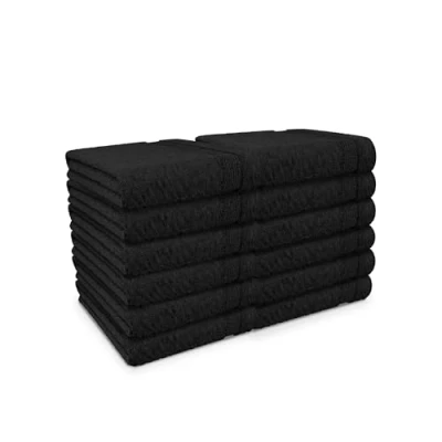 Image of Blue Canyon Face Cloth, Bathroom Soft Towels, Woven LightWeight, Quick Dry, Reusable Bacteria Resistant, Skin Friendly, Makeup Remover Cloth 30 * cm, 500 GSM, PACK OF 12, (BLACK)