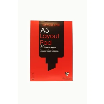 Image of Clairefontaine Ref GPL1A3Z Goldline Layout Pad (Contains 80 Sheets) A3 (420 x 297mm) in Size, 50gsm Paper, FSC Certified, Degree of Transparency, Acid Free