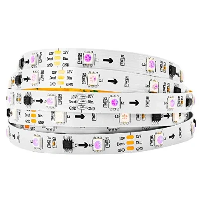 Image of BTF LIGHTING WS2811 IC Addressable Dream Color LED Strip 16.4FT 30LEDs/m 10Pixels/m 150LEDs 50pixels IP630 Non Waterproof White PCB Flexible DC12V Chasing Effect for Bedroom Desk Home Decoration