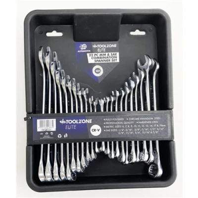 Image of Toolzone 22 Piece MM/AF CRV Polished Combination Spanners In Tray