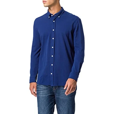 Image of Hackett Men&#039;s Beach Linen Casual Shirt, Blue (Atlantic 5PO), XX Large